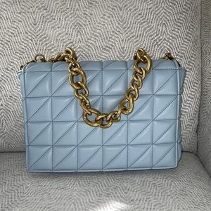 Light blue handbag from Zara. Never used. Removable chain so can be clutch.